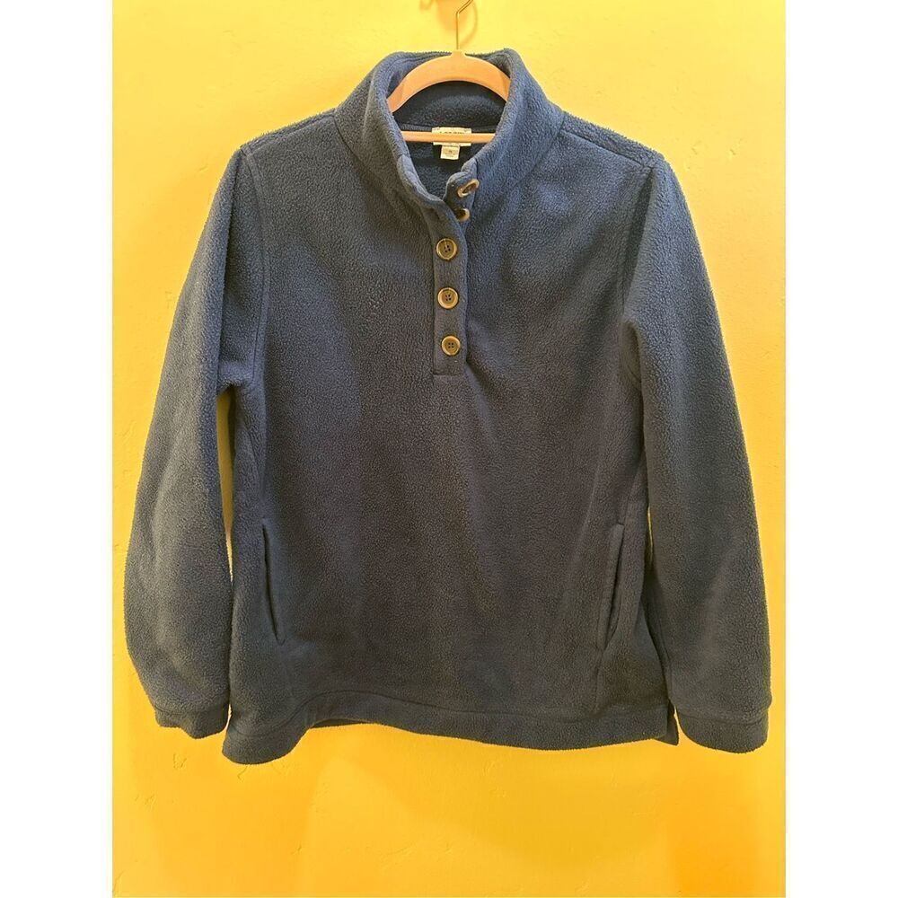 🌸 J. Crew Blue Fleece 3/4 Button Up Sweater Size Small
